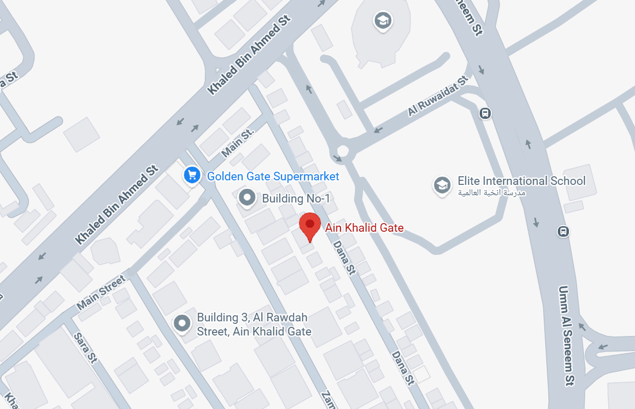 Map showing Ain Khalid Gate location